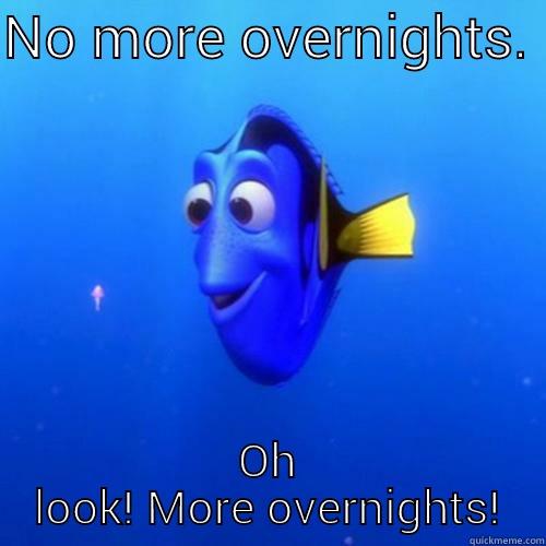 Oh look! - NO MORE OVERNIGHTS.  OH LOOK! MORE OVERNIGHTS! dory