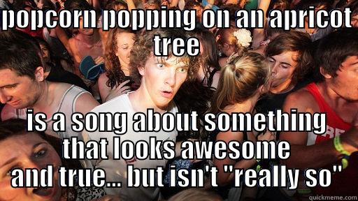 POPCORN POPPING ON AN APRICOT TREE IS A SONG ABOUT SOMETHING THAT LOOKS AWESOME AND TRUE... BUT ISN'T 