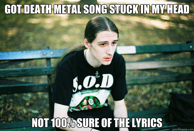 Got Death Metal song Stuck in my head Not 100% sure of the lyrics  First World Metal Problems