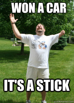 won a car it's a stick  