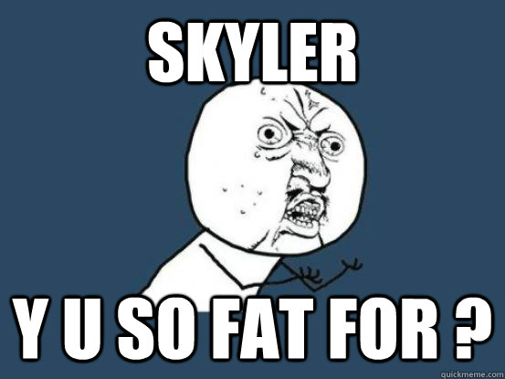 Skyler  y u so fat for ?  Why you no pick up phone