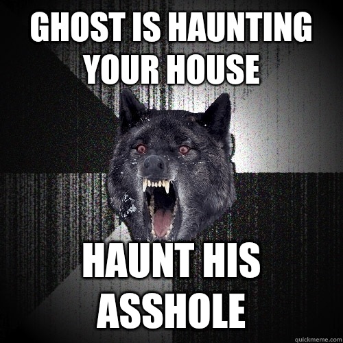 Ghost is haunting your house Haunt his asshole  Insanity Wolf