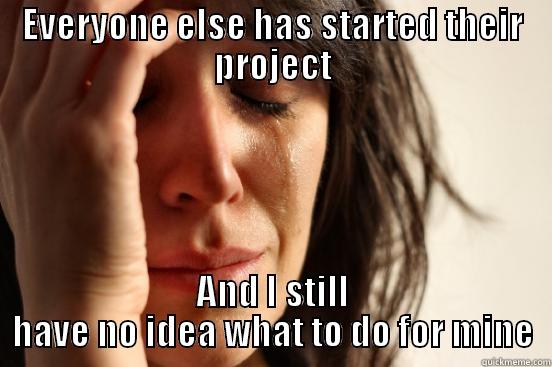 EVERYONE ELSE HAS STARTED THEIR PROJECT AND I STILL HAVE NO IDEA WHAT TO DO FOR MINE First World Problems