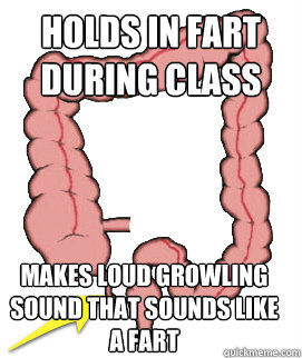 Holds in fart during class makes loud growling sound that sounds like a fart - Holds in fart during class makes loud growling sound that sounds like a fart  Scumbag Bowels
