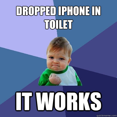 Dropped iPhone in toilet It works  Success Kid