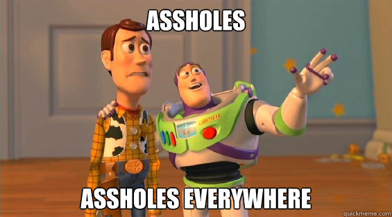 assholes assholes everywhere - assholes assholes everywhere  woody and buzz downvoters