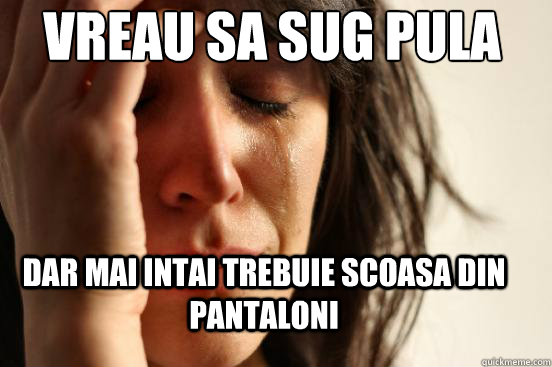 Vreau sa sug pula dar mai intai trebuie scoasa din pantaloni  First World Problems