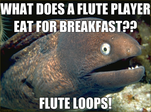 WHAT DOES A FLUTE PLAYER EAT FOR BREAKFAST?? FLUTE LOOPS!  Bad Joke Eel