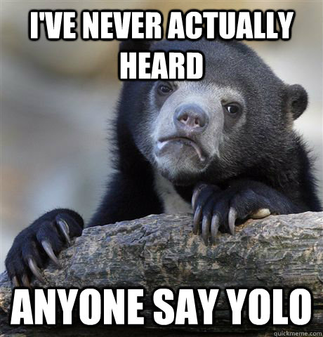 I've never actually heard anyone say yolo  Confession Bear