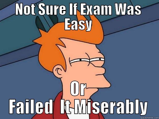 NOT SURE IF EXAM WAS EASY OR FAILED  IT MISERABLY Futurama Fry