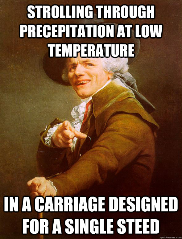Strolling through precepitation at low temperature In a carriage designed for a single steed  Joseph Ducreux