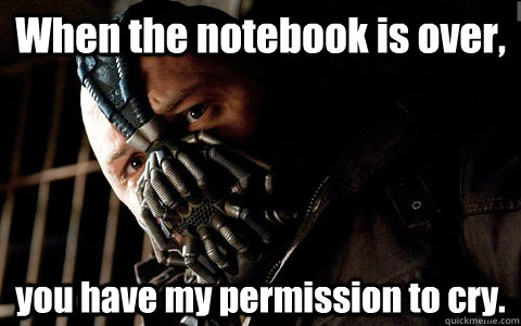 When the notebook is over, you have my permission to cry.  