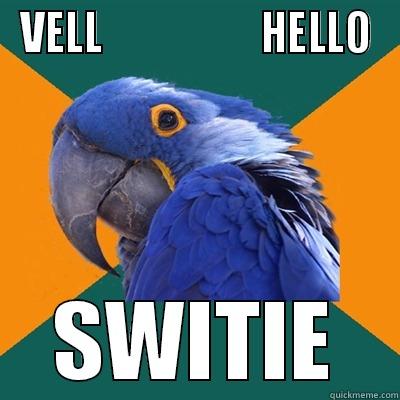 VELL                   HELLO SWITIE Paranoid Parrot