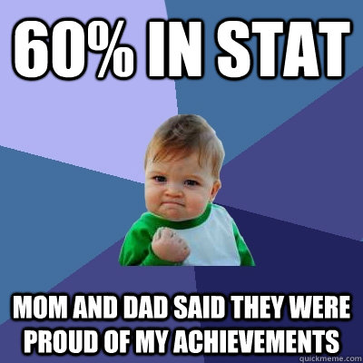 60% In stat mom and dad said they were proud of my achievements - 60% In stat mom and dad said they were proud of my achievements  Success Kid