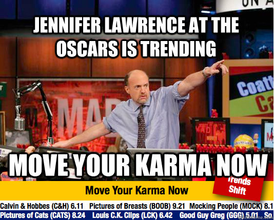 Jennifer lawrence at the oscars is trending move your karma now  Mad Karma with Jim Cramer