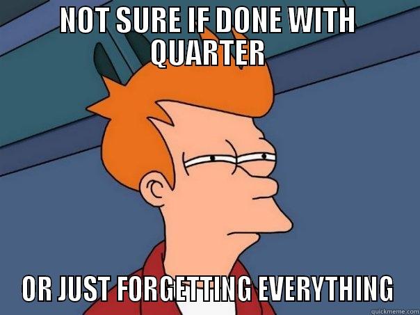 NOT SURE IF DONE WITH QUARTER OR JUST FORGETTING EVERYTHING Futurama Fry