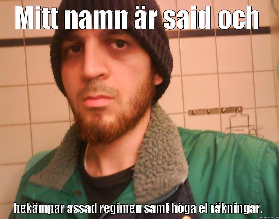 MITT NAMN ÄR SAID OCH BEKÄMPAR ASSAD REGIMEN SAMT HÖGA EL RÄKNINGAR. Misc