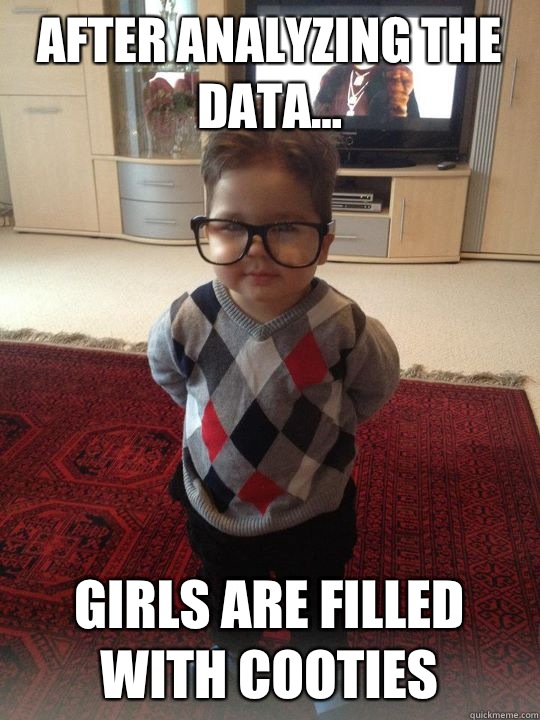 After analyzing the data... Girls are filled with cooties  Witty Two Year Old