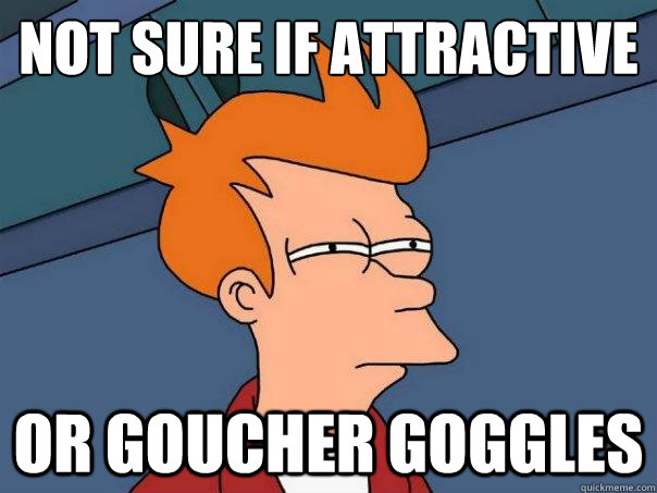 Not sure if attractive Or Goucher goggles  Futurama Fry