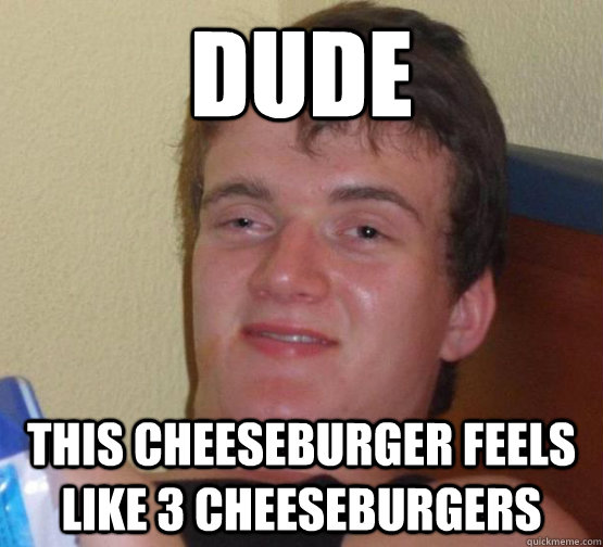 dude this cheeseburger feels like 3 cheeseburgers  
