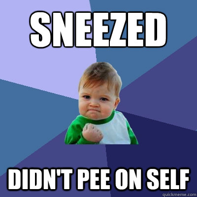 Sneezed
 Didn't pee on self  Success Kid
