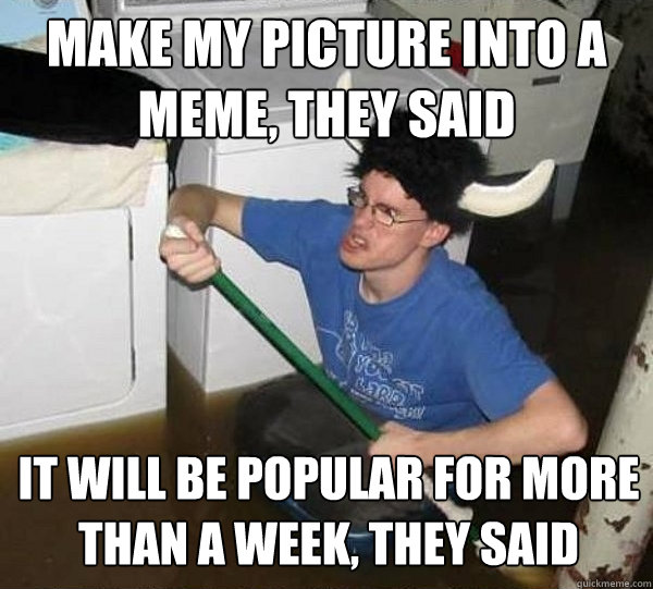 Make my picture into a meme, they said it will be popular for more than a week, they said  They said