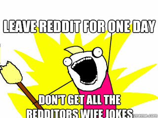 leave reddit for one day don't get all the redditors wife jokes  All The Things