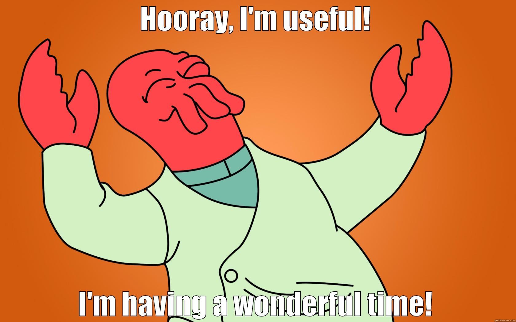 HOORAY, I'M USEFUL! I'M HAVING A WONDERFUL TIME! Misc