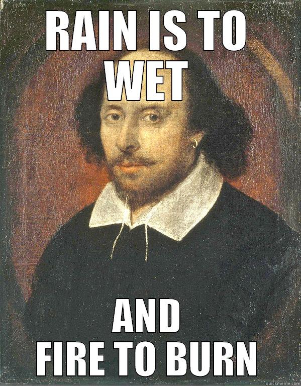 Shakespeare Logic - RAIN IS TO WET AND FIRE TO BURN Scumbag Shakespeare
