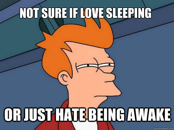 not sure if love sleeping or just hate being awake - not sure if love sleeping or just hate being awake  Futurama Fry