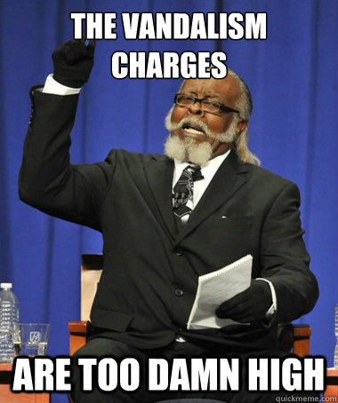 the vandalism charges are too damn high  The Rent Is Too Damn High
