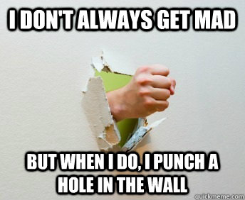 I don't always get mad  but when i do, i punch a hole in the wall  - I don't always get mad  but when i do, i punch a hole in the wall   Violent Vince