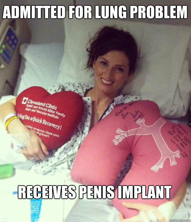 aDMitted for lung problem receives penis implant



  Ridiculously Photogenic Surgery Girl