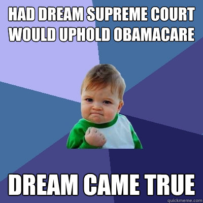 Had dream Supreme Court would uphold Obamacare Dream came true  Success Kid