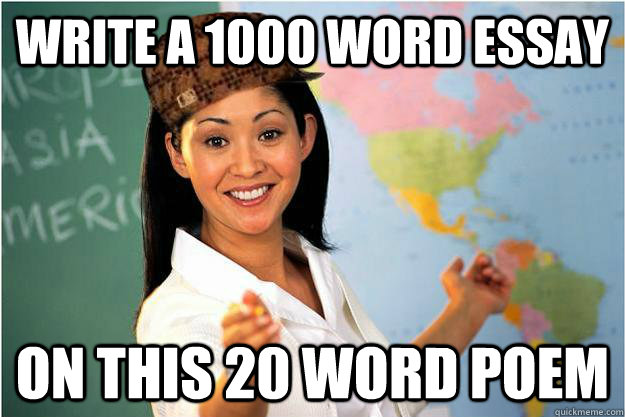 Write a 1000 word essay on this 20 word poem  Scumbag Teacher