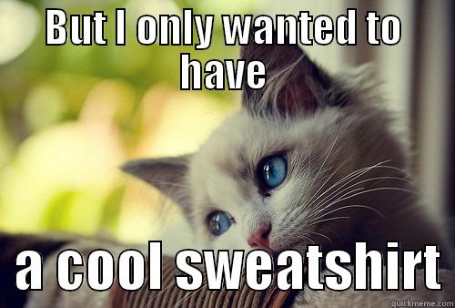 BUT I ONLY WANTED TO HAVE   A COOL SWEATSHIRT First World Problems Cat
