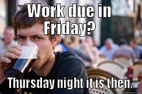 WORK DUE IN FRIDAY? THURSDAY NIGHT IT IS THEN. Lazy College Senior