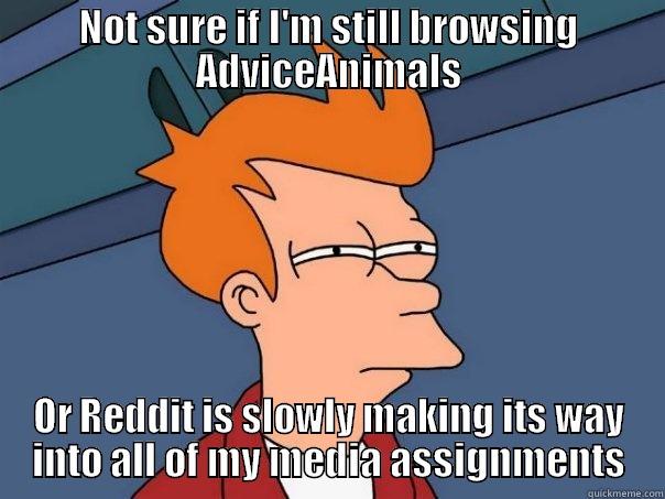 I have to make a meme for a university course... - NOT SURE IF I'M STILL BROWSING ADVICEANIMALS OR REDDIT IS SLOWLY MAKING ITS WAY INTO ALL OF MY MEDIA ASSIGNMENTS Futurama Fry