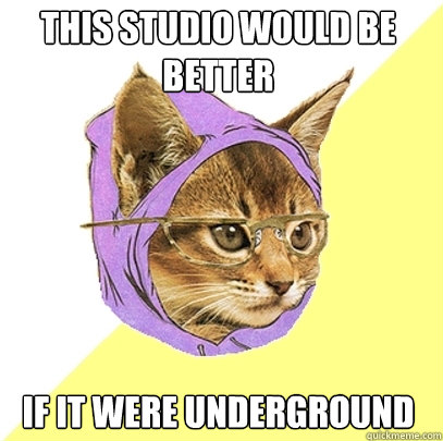 This studio would be better if it were underground  Hipster Kitty