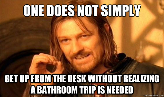 one does not simply get up from the desk without realizing a bathroom trip is needed - one does not simply get up from the desk without realizing a bathroom trip is needed  onedoesnotsimply
