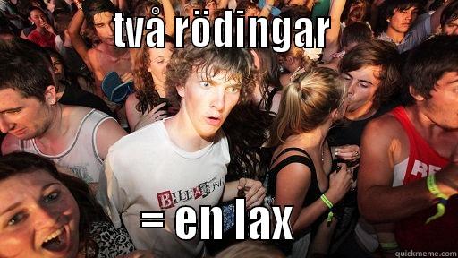             TVÅ RÖDINGAR                            = EN LAX                 Sudden Clarity Clarence