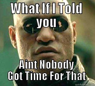 WHAT IF I TOLD YOU AINT NOBODY GOT TIME FOR THAT Matrix Morpheus