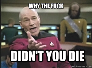 why the fuck didn't you die  Annoyed Picard
