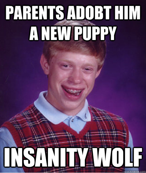 Parents Adobt him a new puppy Insanity Wolf  Bad Luck Brian
