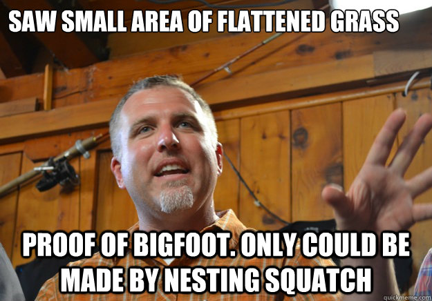 Saw small area of flattened grass Proof of Bigfoot. Only could be made by nesting squatch - Saw small area of flattened grass Proof of Bigfoot. Only could be made by nesting squatch  Cliffs Proof
