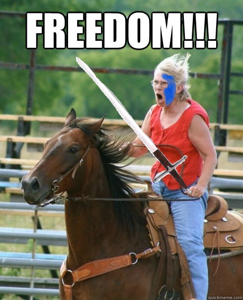 FREEDOM!!!   Grandma on horse