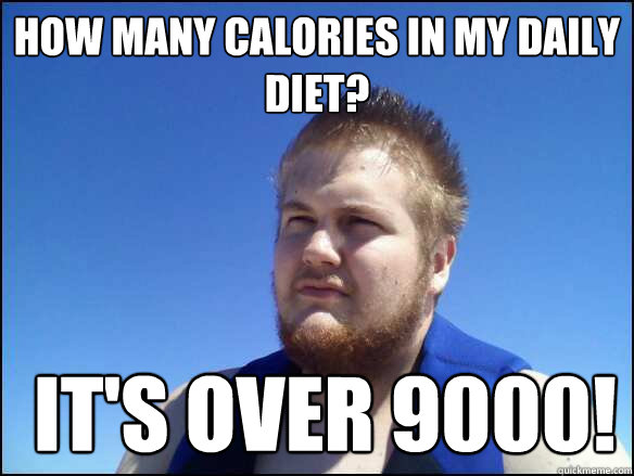 how many calories in my daily diet?  it's over 9000! - how many calories in my daily diet?  it's over 9000!  Fat Goku
