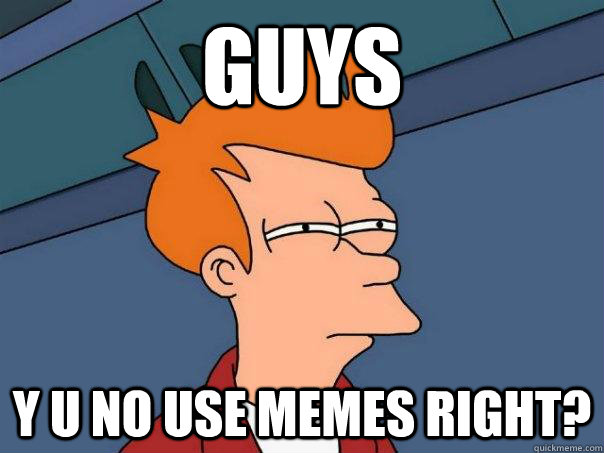 Guys y u no use memes right?  Futurama Fry