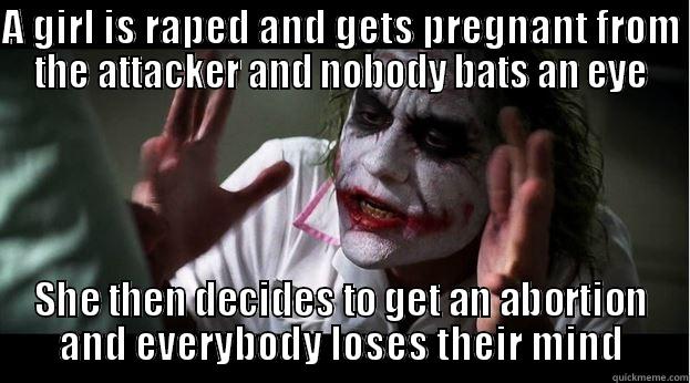 A GIRL IS RAPED AND GETS PREGNANT FROM THE ATTACKER AND NOBODY BATS AN EYE SHE THEN DECIDES TO GET AN ABORTION AND EVERYBODY LOSES THEIR MIND Joker Mind Loss