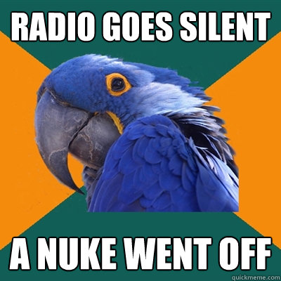 Radio goes silent  A Nuke went off  Paranoid Parrot